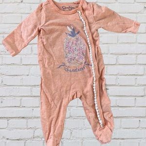 Jessica Simpson Sleep n Play, Pale Orange with Embroidered Pineapple, 3 months
